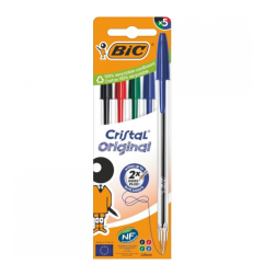 BIC Cristal Original Penna a Sfera Punta Media 1,0 mm Colori Assortiti 5 Pezzi 516346