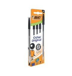 BIC Cristal Original Penna a Sfera Inchiostro Nero Punta Media 1,0 mm Tratto 0,4 mm 4 Pezzi 516335