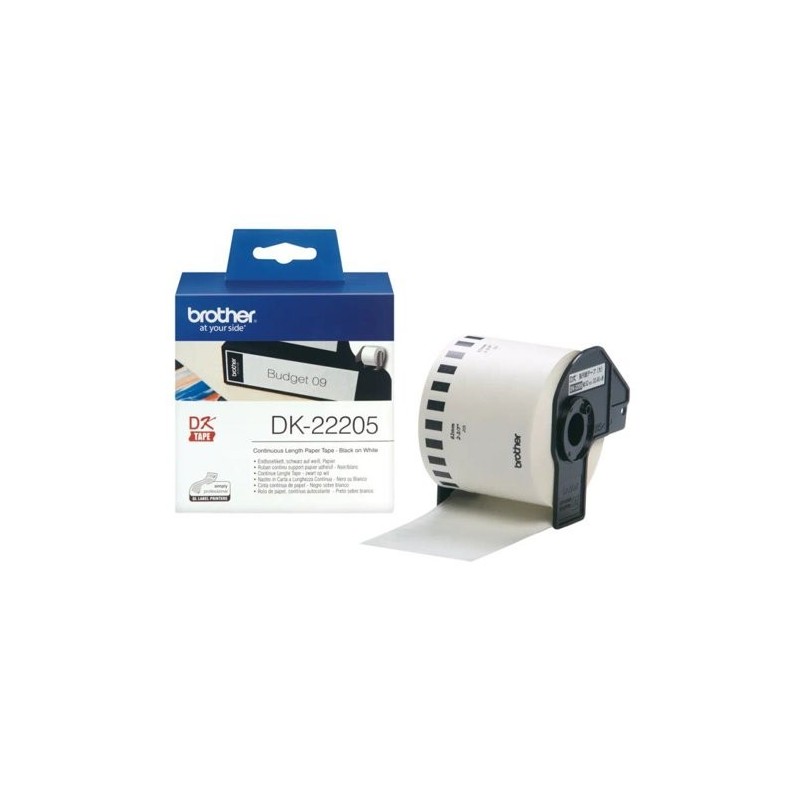 Brother DK-22205 Rotolo Etichette Carta Bianca Continua 62 mm x 30,48 m