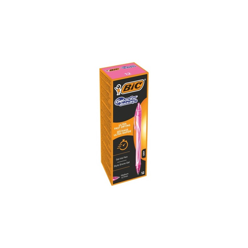 BIC Gel-ocity Quick Dry Penna gel rosa punta media 0,7 mm 12 Pz 964777