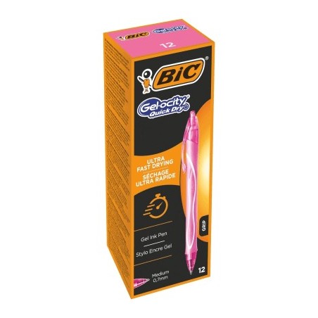 BIC Gel-ocity Quick Dry Penna gel rosa punta media 0,7 mm 12 Pz 964777