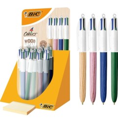 BIC 4 Colours Wood penna a sfera effetto legno punta media 1 mm 30 Pz 507406