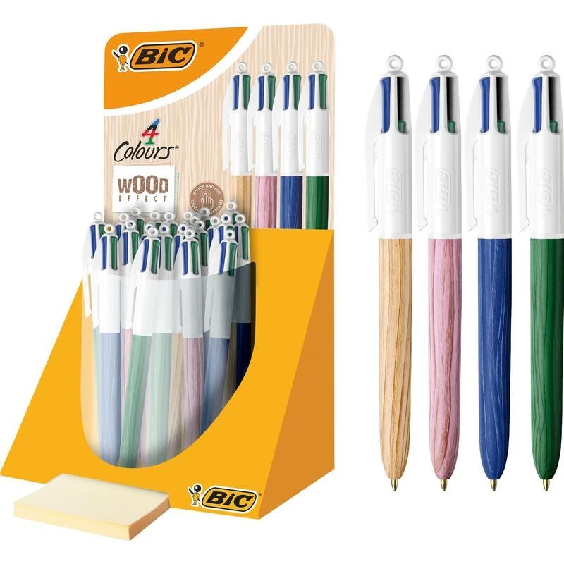 BIC 4 Colours Wood penna a sfera effetto legno punta media 1 mm 30 Pz 507406