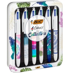 BIC 4 Colours Décors Penna sfera 4 colori punta media 1,0 mm box metallo 6 Pz 9926071