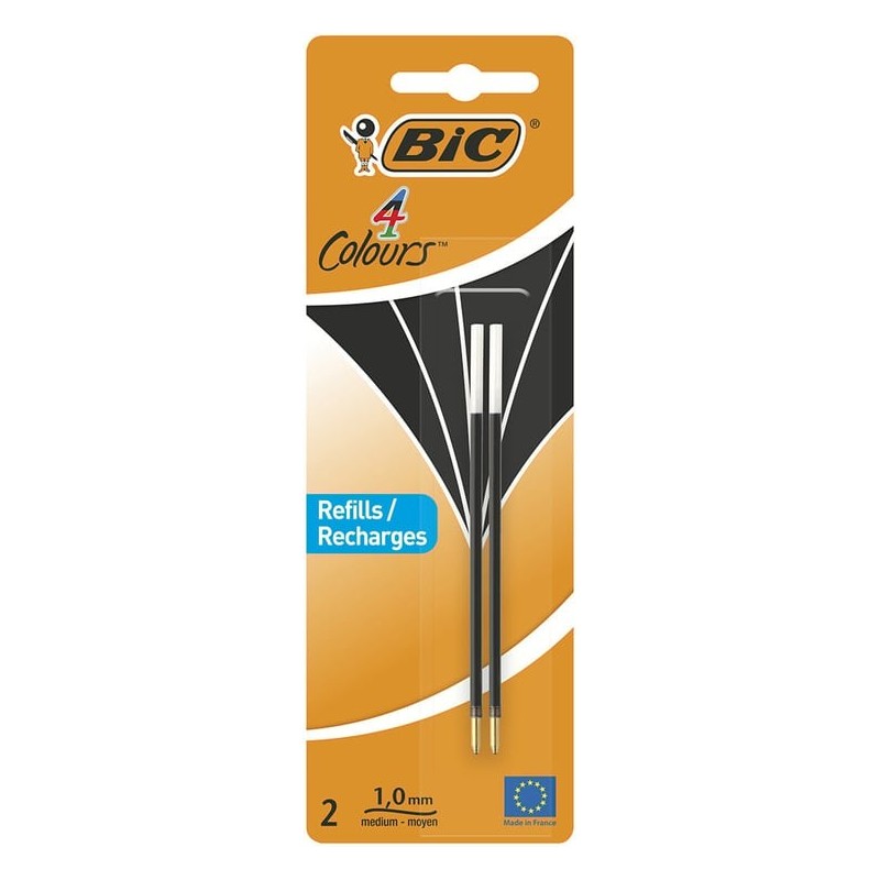 BIC 4 Colours ricariche nere punta media 1.0 mm 2 Pz  931779