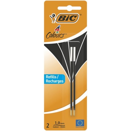 BIC 4 Colours ricariche nere punta media 1.0 mm 2 Pz  931779