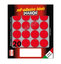 Etichette Adesive Tonde Rosse Markin Ø27 mm 200 Etichette (10 Fogli) X11008RO