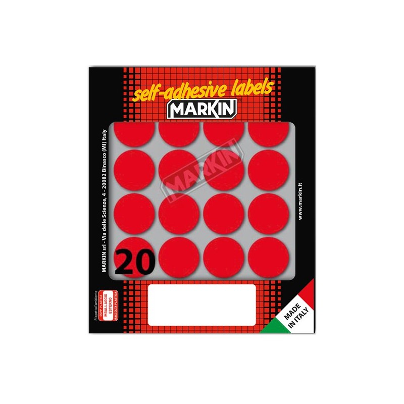 Etichette Adesive Tonde Rosse Markin Ø27 mm 200 Etichette (10 Fogli) X11008RO