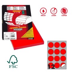 Etichette Adesive Tonde Rosse Markin Ø27 mm 200 Etichette (10 Fogli) X11008RO