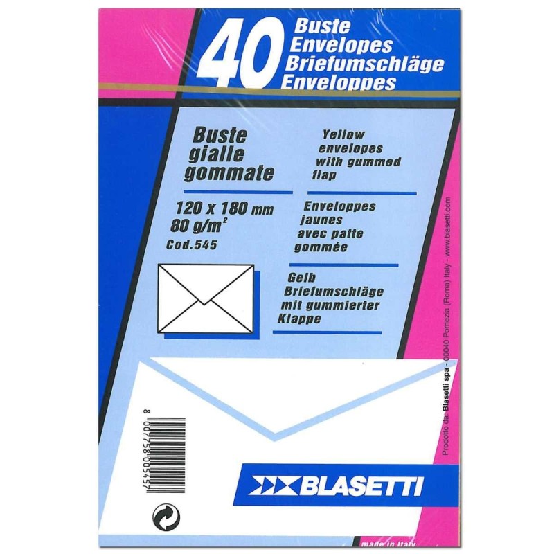 BLASETTI Buste gialle commerciali da lettera 12x18 cm 40pz 80gr 0545