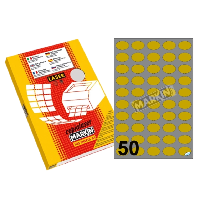 Markin Etichette Adesive LGR/325 Oro Satinato 36x26 mm Ovali 100 Fogli 5000 Etichette