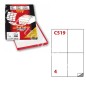 Markin C519 Etichette Adesive Bianche 105x148,5 mm 4 per Foglio 100 Fogli A4 C/519SP