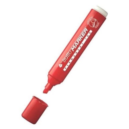 Tratto Marker 840002 Pennarello Permanente Punta Scalpello Rosso 1-5 mm 20 Pz 840002