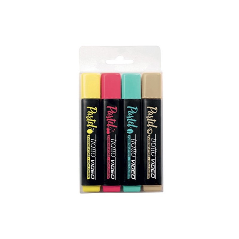 FILA Tratto Video Pastel Mediterraneo Set 4 Evidenziatori Punta Scalpello Colori Pastello 835802