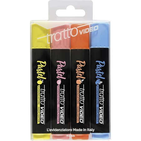 FILA Tratto Video Pastel Tropical Set 4 Evidenziatori Punta Scalpello Colori Pastello 835801