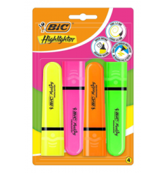 BIC Highlighter Flat Neon evidenziatori punta 1.2–4.6 mm 4 colori 517952