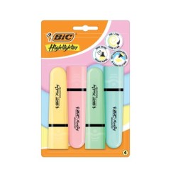 BIC Highlighter Flat Evidenziatori Pastel punta 1.2–4.6 mm 4 colori 517953