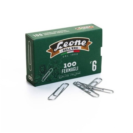 Leone Dell’Era FZ6 Fermagli N.6 58mm Acciaio Zincato Brillante 10 Sc x 100 Pz