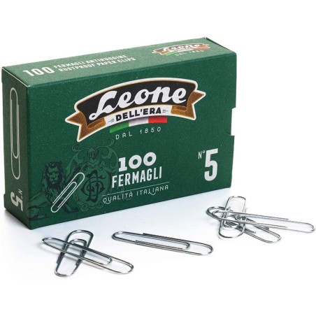 Leone Dell’Era FZ5 Fermagli N.5 49mm Acciaio Zincato Brillante 10 Sc x 100 Pz