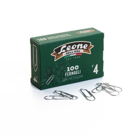 Leone Dell’Era FZ4 Fermagli N.4 32mm Acciaio Zincato Brillante 10 Sc x 100 Pz