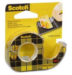 3M Scotch nastro biadesivo trasparente 12mm x 6,3m con dispenser 48327