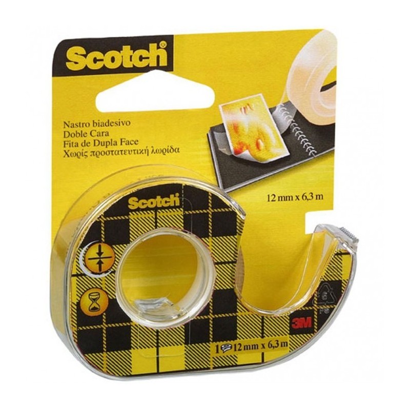 3M Scotch nastro biadesivo trasparente 12mm x 6,3m con dispenser 48327