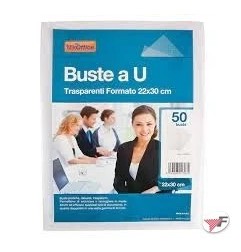 Buste  a U Nikoffice lisce trasparenti lucide Conf. 50 22x30 01/293