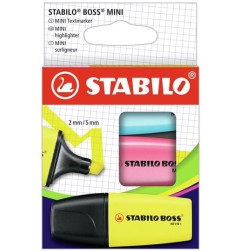 Stabilo BOSS MINI Evidenziatori Set 3 pezzi Colori Giallo Rosa Blu Punta Scalpello 2–5 mm Inchiostro Fluorescente