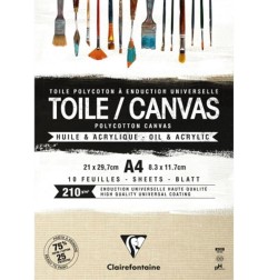 Clairefontaine Blocco Collato Tela Bianca A4 21×29.7 cm 200 g/m² 10 Fogli 975207C