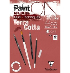 Clairefontaine Paint'ON Terracotta A4 250g/m² 20 fogli carta multi-tecnica ruvida colore terracotta 976153C