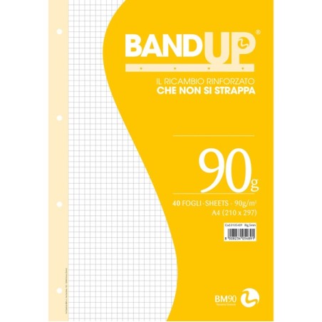 BM Ricambi Rinforzati Band-Up A4 90g/m² 40 fogli quadretti 5 mm foratura universale senza margini 0105489