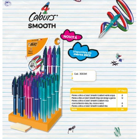 BIRO BIC 4 COLOURS SMOOTH INK SOFT EXPO 36pz  300341