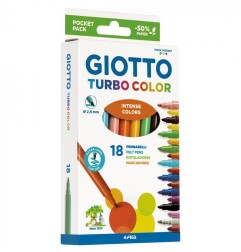 Giotto Turbo Color 18 pennarelli punta fine 2.8 mm inchiostro lavabile colori assortiti 073400