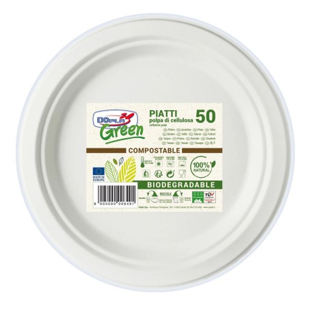 Dopla Green Piatti Piani in Carta 22cm Biodegradabili 50pz