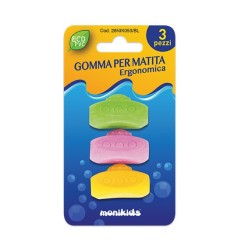 IMPUGNATURA PER MATITA ERGONOMICA GOMMA  3PZ 26/053-BL