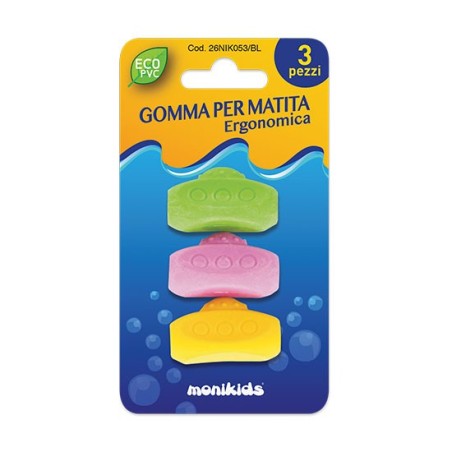 IMPUGNATURA PER MATITA ERGONOMICA GOMMA  3PZ 26/053-BL