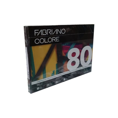 Fabriano Colore 76529742 A3 80g Nero Risma 250 Fogli Carta Colorata