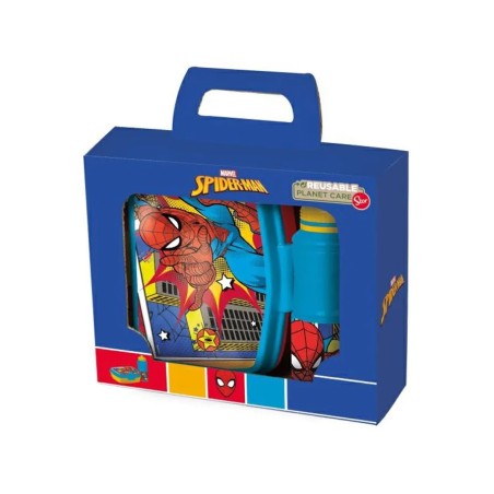 Borraccia plastica + portamerenda Spiderman 400 ml ST74773