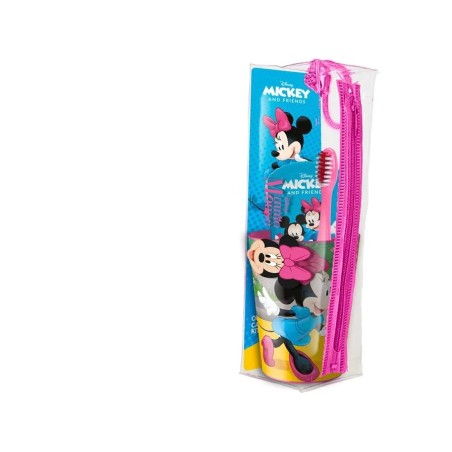 Set Igiene Orale Minnie Mouse 4 Pezzi Dentifricio 75ml Spazzolino Morbido Bicchiere Pochette RBPO012