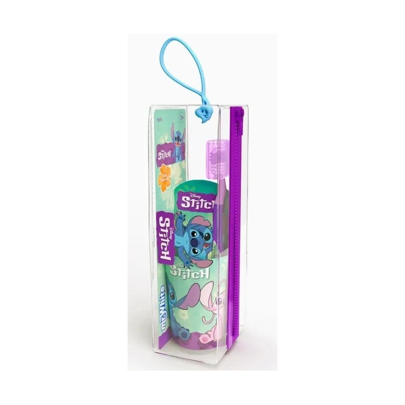 Set Igiene Orale Bambini Stitch con Pochette Trasparente Spazzolino, Dentifricio 75ml RBPO016