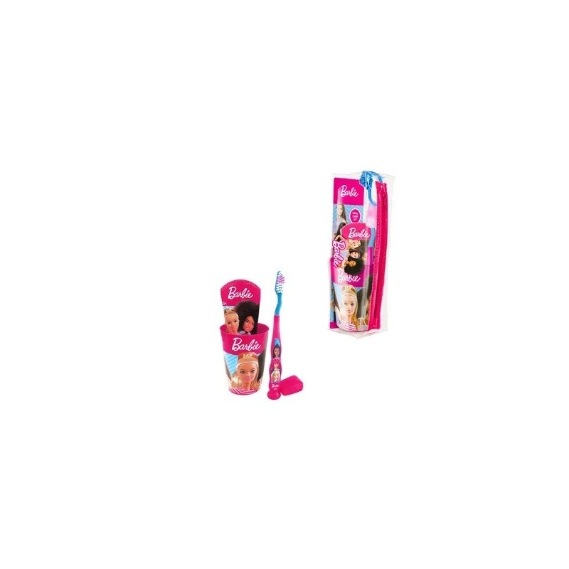 Set Igiene Orale Bambini Barbie con Pochette Trasparente Spazzolino, Dentifricio 75ml RBPO014