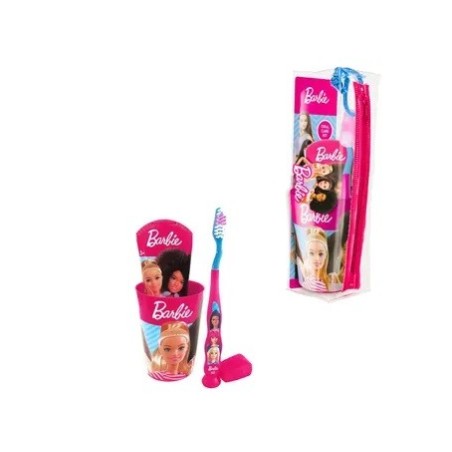 Set Igiene Orale Bambini Barbie con Pochette Trasparente Spazzolino, Dentifricio 75ml RBPO014