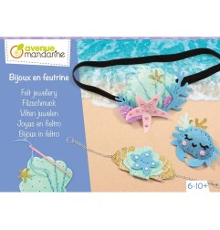 Avenue Mandarine Kit Gioielli in Feltro Tema Mare 3 Pezzi con Strass Ago e Sacchetto KC160C