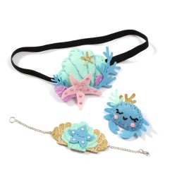 Avenue Mandarine Kit Gioielli in Feltro Tema Mare 3 Pezzi con Strass Ago e Sacchetto KC160C