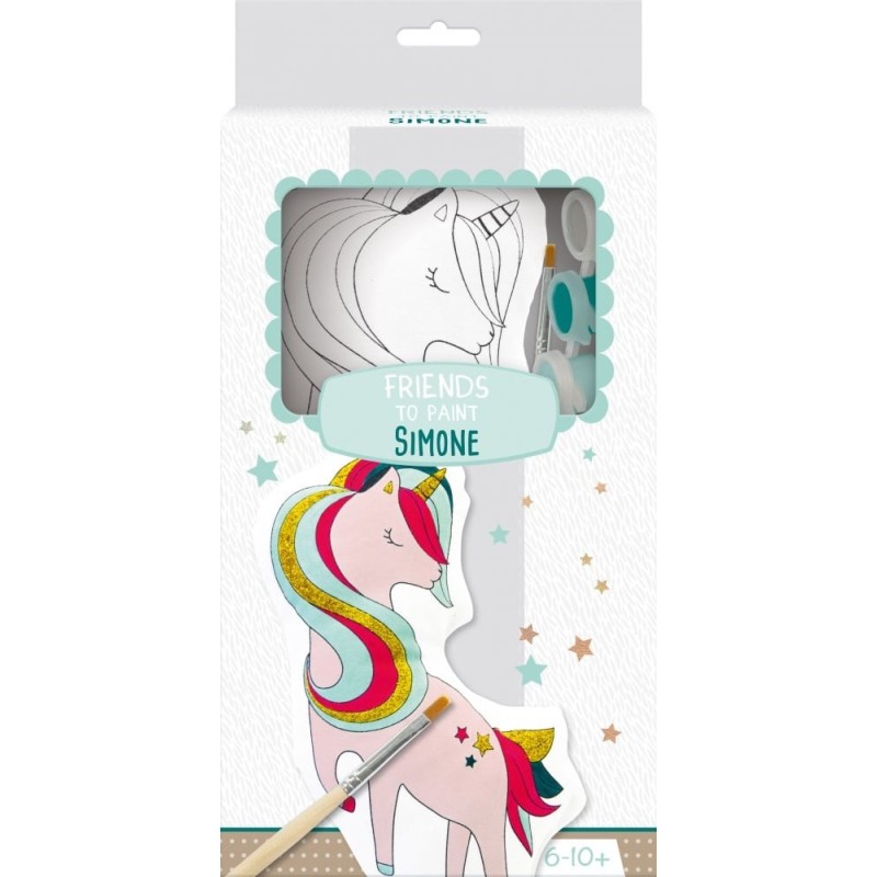 Avenue Mandrine Frinends to Paint Simone l'unicorno in cotone 24 cm con 6 colori glitter PP035C