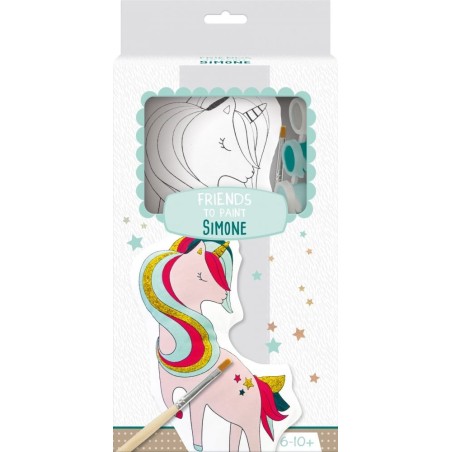 Avenue Mandrine Frinends to Paint Simone l'unicorno in cotone 24 cm con 6 colori glitter PP035C