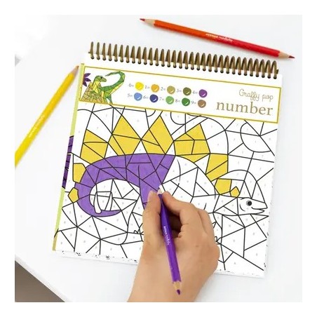 Avenue Mandarine Graffy Colora con i numeri Dinosauri 24 fogli 160g GY155C