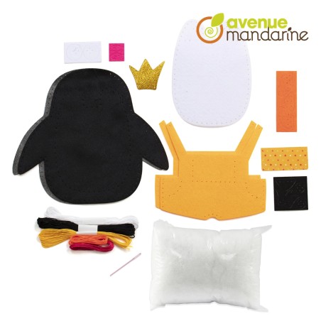 Avenue Mandarine Kit Cucito Pinguino Noah in Feltro 26 cm con Ago Filo Imbottitura KC147C