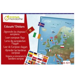 Avenue Mandarine Set Educativo Bandiere Europee Mappa Cartone 30x42 cm KC138C