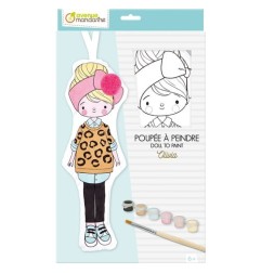 Avenue Mandarine Bambolina da Colorare Olivia Tessuto 29 cm con 6 vernici pennello PP043C